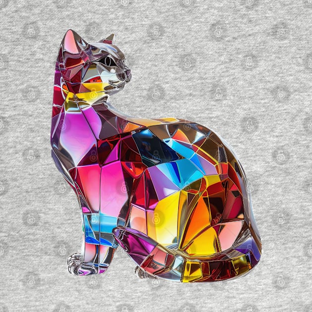 Colourful Crystal Glass Cat Figurine by Russell102